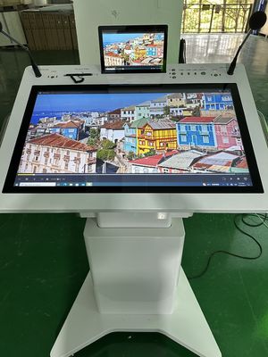 स्मार्ट डबल स्क्रीन एआईओ मीटिंग पोडियम 32 "विंडोज इंटरैक्टिव पीसीएपी प्लस 10" एलसीडी डिस्प्ले मॉनिटर डिक्री