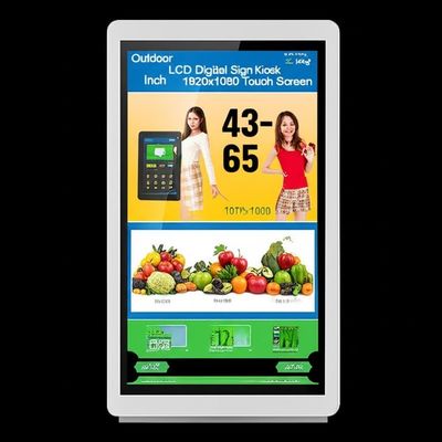 आउटडोर एलसीडी डिजिटल साइनेज कियोस्क 43-65 इंच 1920x1080 टच स्क्रीन